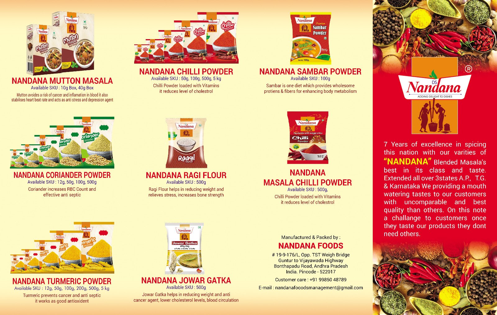 nandana Food broucher